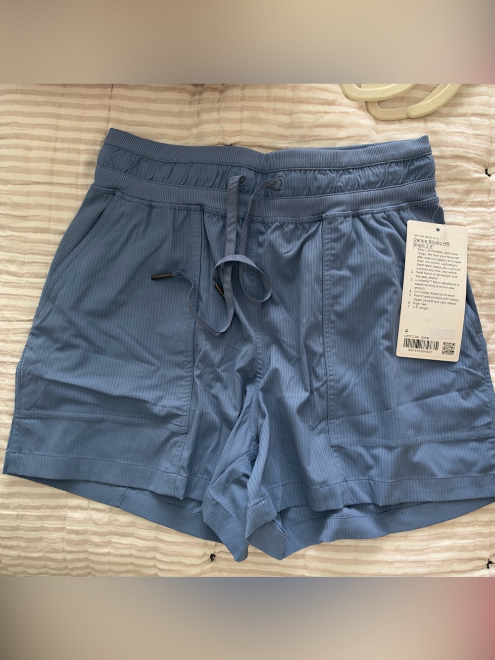 lululemon athletica Blue Ribbed Drawstring Athletic Shorts